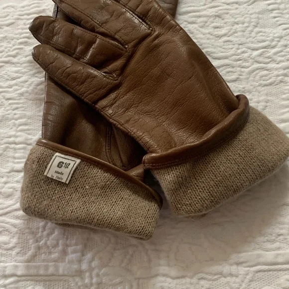 VTG KIDD LEATHER GLOVES MADE-ITALY SZ 6 1/2 COCOA BROWN:100%CASHMERE LINED - Picture 4 of 7